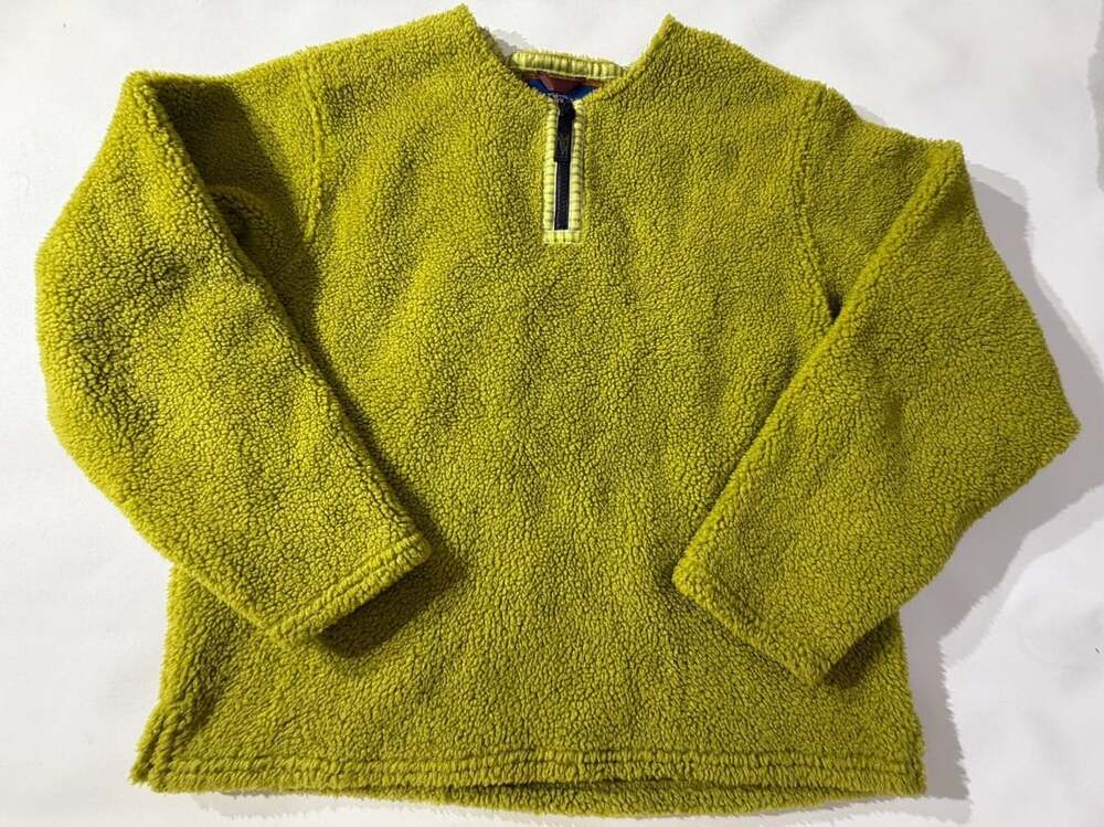 Horny Toad Vintage Women's Green Sherpa Fleece Zip Pullover Sweater